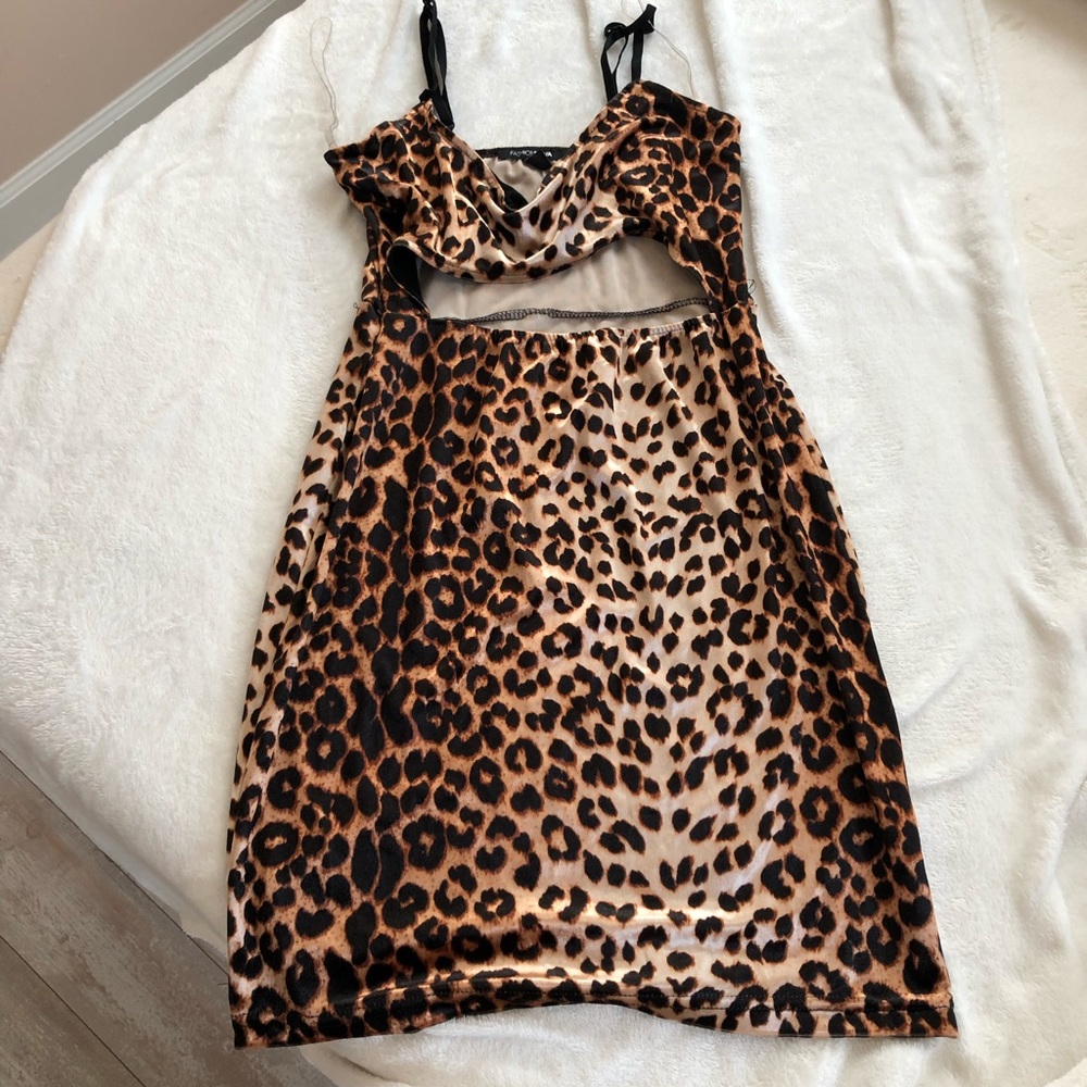 FASHION NOVA Leopard Print Cut out Dress
